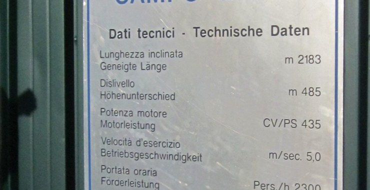 Dati tecnici seggiovia Lastè