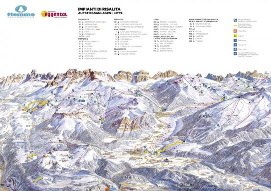 Skimap impianti e piste della Val di Fiemme - Obereggen