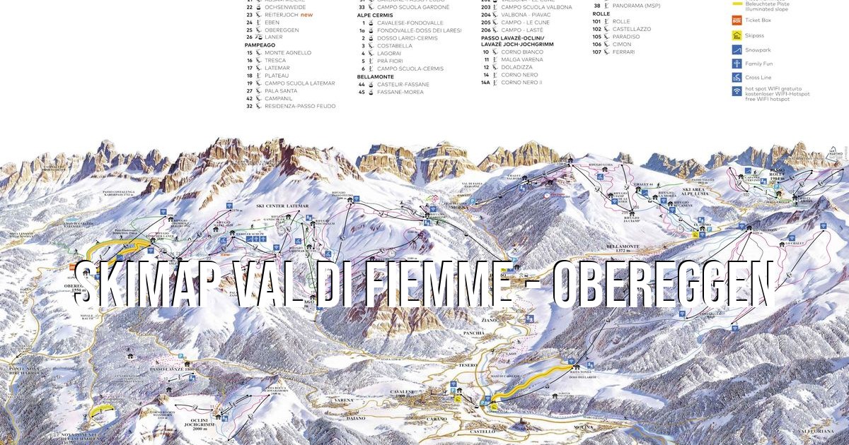 mappa piste e impianti Val di Fiemme - Obereggen