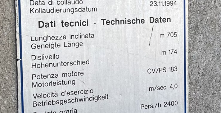Dati tecnici seggiovia Cir
