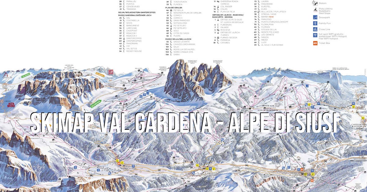 mappa piste e impianti Val Gardena