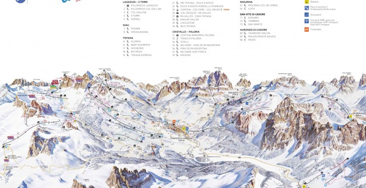 Cartina piste e impianti di Cortina d'Ampezzo