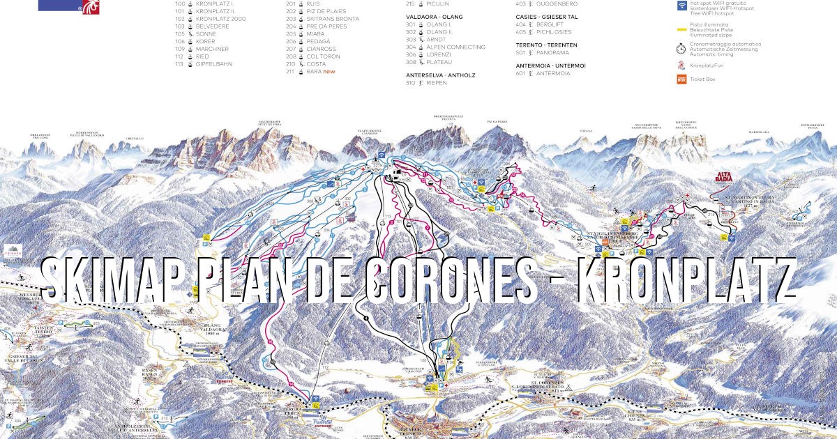 mappa piste e impianti Plan de Corones - Kronplatz