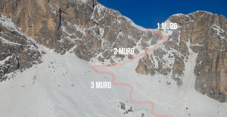 La parte difficile della pista Forcella Rossa