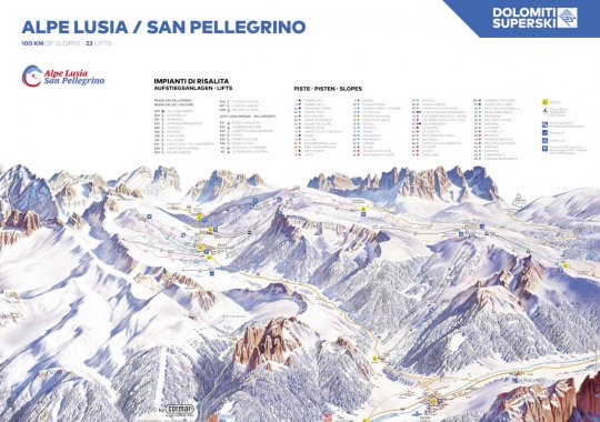 Skimap dell'Alpe Lusia e di Passo San Pellegrino - Falcade