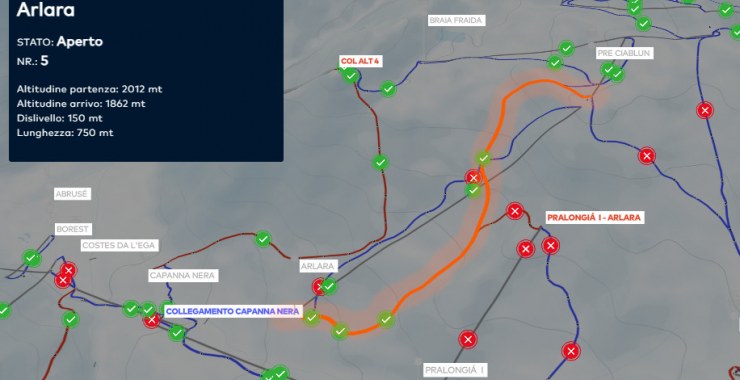 Traccia mappa Dolomiti Superski pista Arlara