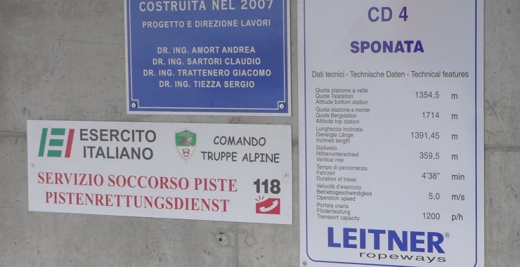 Dati tecnici seggiovia Sponata