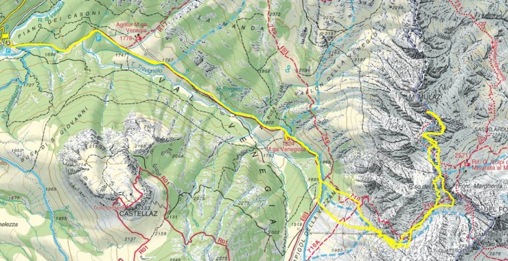 Cartina gita al Monte Mulaz