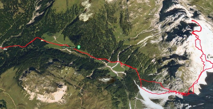 Traccia su mappa satellitare Monte Mulaz