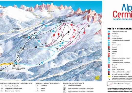 Cartina con le piste e gli impianti di risalita dell'Alpe Cermis