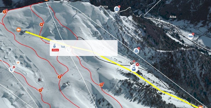 Traccia linea cabinovia Toé