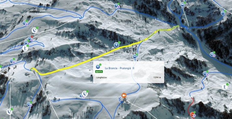 Traccia della facile pista numero 6 La Brancia - Pralongià 2