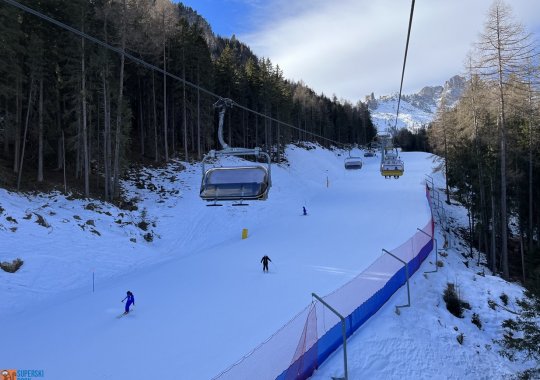 Pista Vajolet 2, bella discesa di 2 km con panorama sul Catinaccio