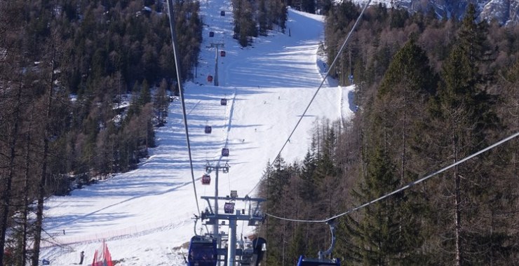 Pista nera Col Drusciè A vista dall'impianto
