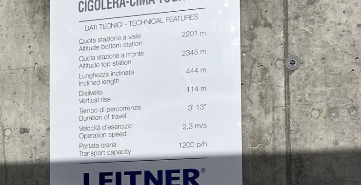 Dati tecnici seggiovia Cima Tognola