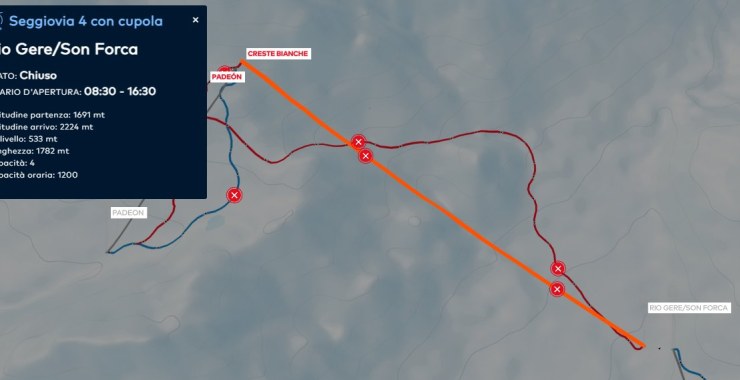 Traccia seggiovia Rio Gere - Son Forca 