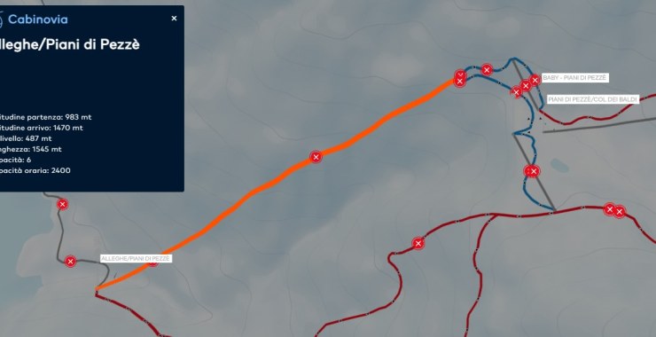 Traccia skimap cabinovia Alleghe - Piani di Pezzè