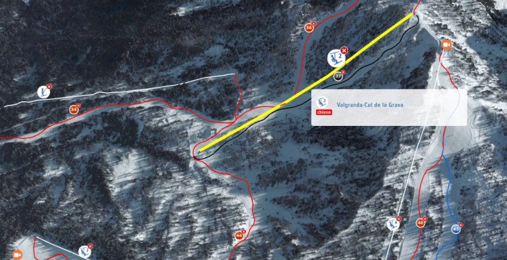 Traccia linea seggiovia Valgranda - Col de la Grava
