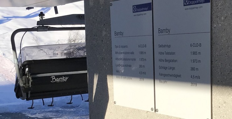 Dati tecnici seggiovia Bamby