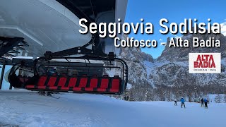 Seggiovia potentissima di Colfosco in Alta Badia a servizio dei campi scuola e del Sellaronda