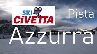 Discesa della facile Pista Azzurra del Col dei Baldi nello Ski Civetta