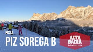 Romantica discesa al tramonto per una delle piste più panoramiche di San Cassiano